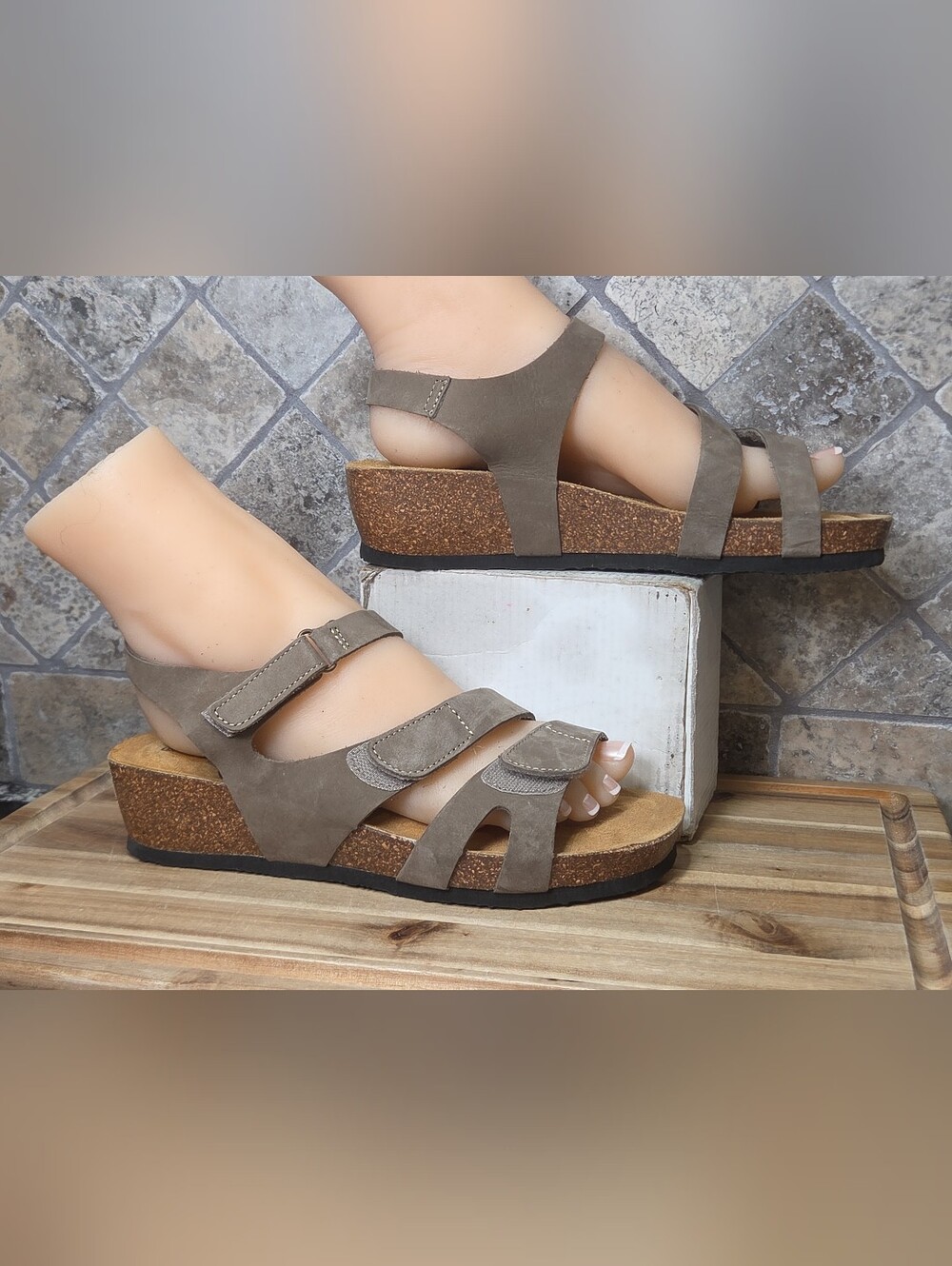 Ash Platform Sandal Sandals By Plakton Hook & Loop Straps Size 9 Or 40 Spain